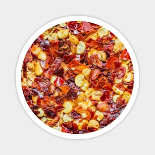 Spicy Red Hot Pepper Chili Flakes Photograph Magnet